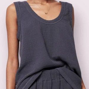FAHERTY Organic Cotton Dream Scoop Tank in WBK Washed  Black Size M - NWT